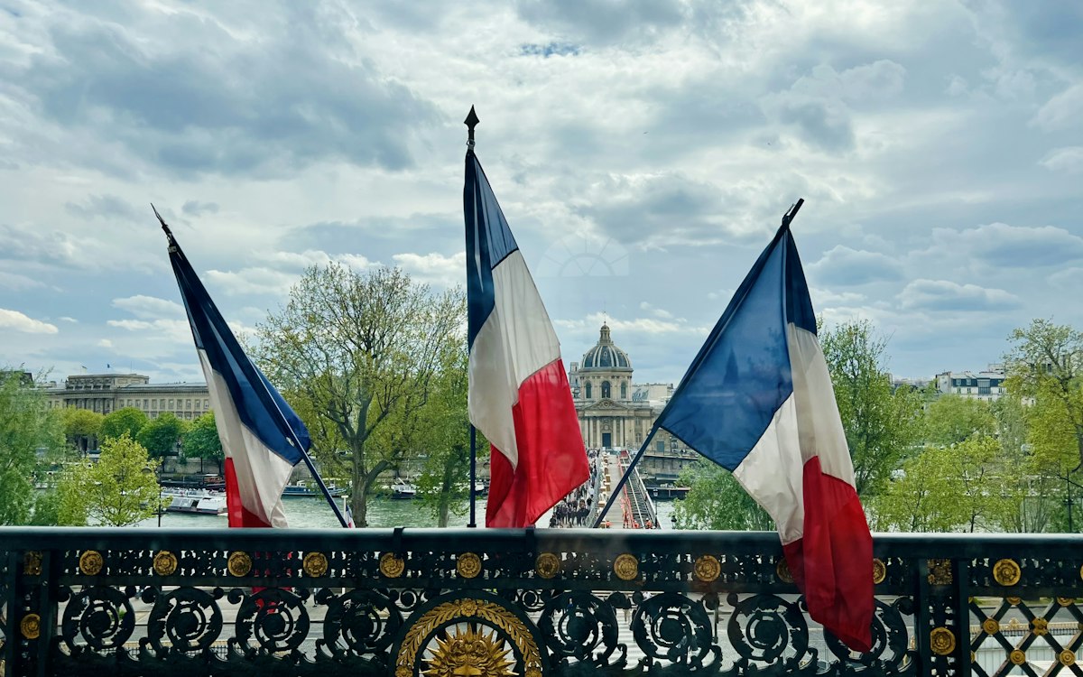 French flags flying in Paris
